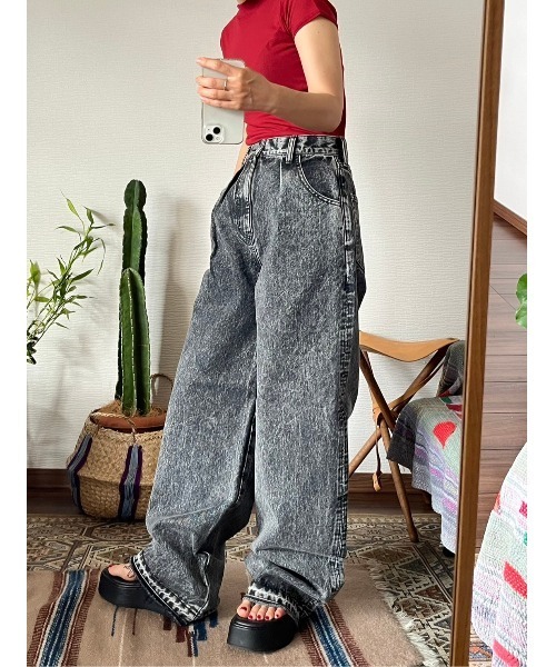BLACK BY MOUSSY パンツ デニム ジーンズ tuck cocoon denim(タック 
