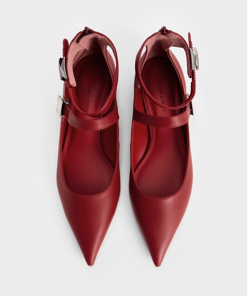 PRADA パンプス 23cm フラット シューズ メリージェーン 赤 Margot Walker Mary-Jane] スクエアトゥ 超軽量 厚底 メリー