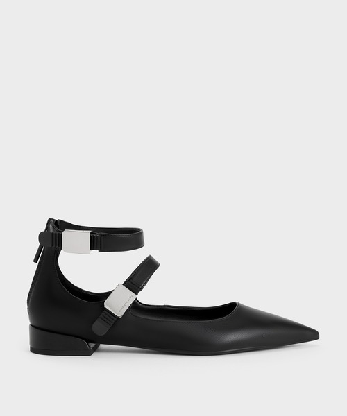 美品■ラルフローレン■フラットパンプス✨メリージェーン パーフォレーション CHARLES & KEITH｜スタッズ ポインテッドトゥメリージェーン