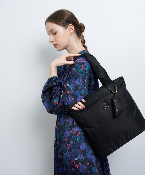 LANVIN ラフィアトートバッグ LANVIN en Bleu トートバッグ パッフィー トート 484310