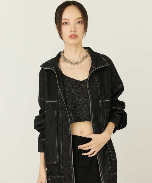 デニムスタンドカラーブルゾン stand collar denim blouson | F A S H I R U