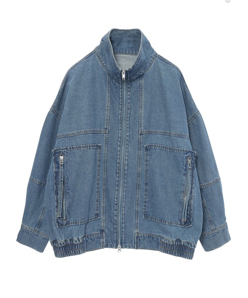 デニムスタンドカラーブルゾン MAISON BREEZE デニム ダブルジップ スタンドカラー ブルゾン