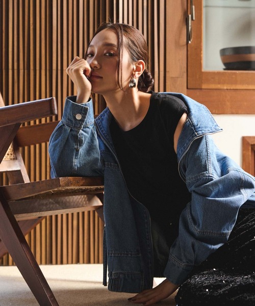 デニムスタンドカラーブルゾン stand collar denim blouson | F A S H I R U