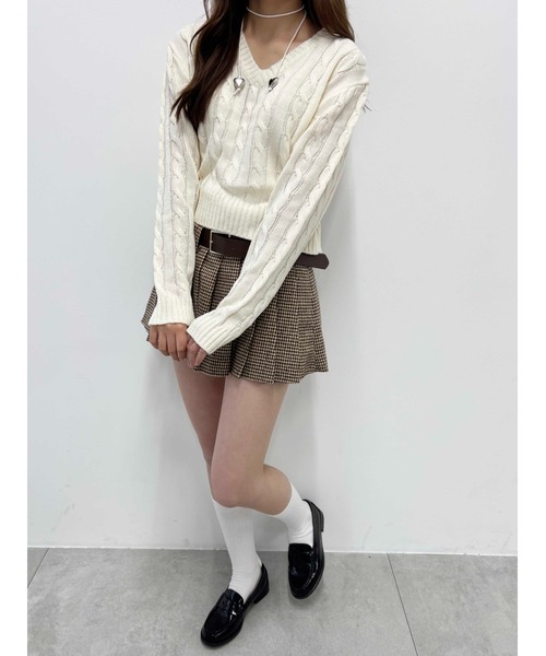 ニット セーター 「PHILLY」Vネックケーブルニット レディース