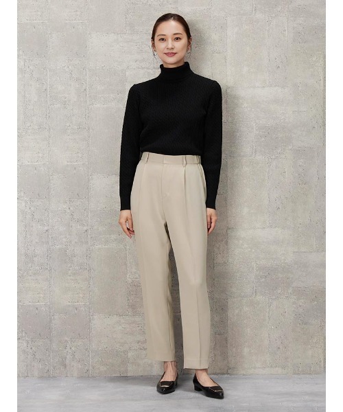 【新品】フェンネル　リネン混ハトメリボンテーパードパンツ　38　ベージュ Perfect Suit FActory スラックス パンツ サテンジョーゼット