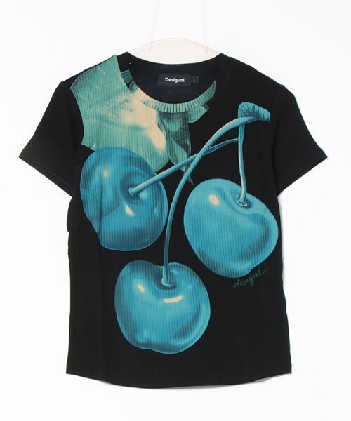 Desigual tシャツ TSSWEET ブルーチェリー グラフィック ミニT