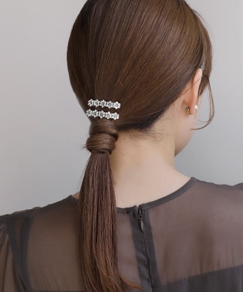ANEMONE（アネモネ） ヘアクリップ ビジューフラワーミニバレッタ「2本