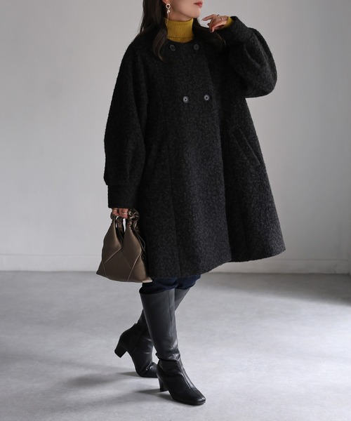 「Riberry」 ノーカラーコート MEDIUM ベージュ レディース_画像4