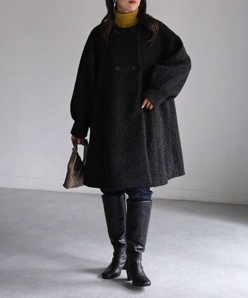 「Riberry」 ノーカラーコート MEDIUM ベージュ レディース_画像5