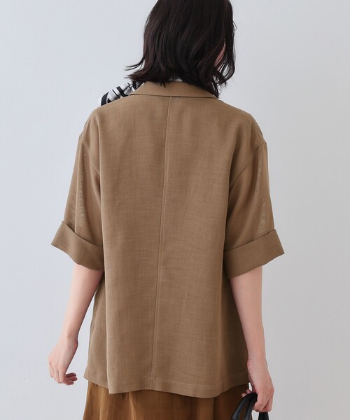 INDIVI ベージュラムレザージャケット ゆったり15号サイズ大きめ✨お値下げ 40代レディースファッション オーバーサイズテーラード