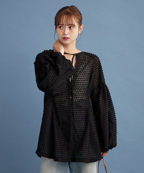 mystic ブラウス シャツ フリンジシェイプチュニック レディース