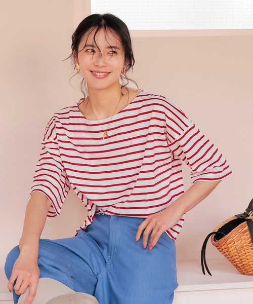 tシャツ 接触冷感半袖ボーダーTシャツ レディース
