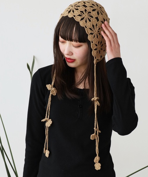 ROOP TOKYO キャップ 帽子 クロシェ編み バブーシュカ レディース