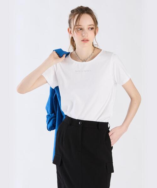 tシャツ ロゴフォイルプリントTシャツ レディース