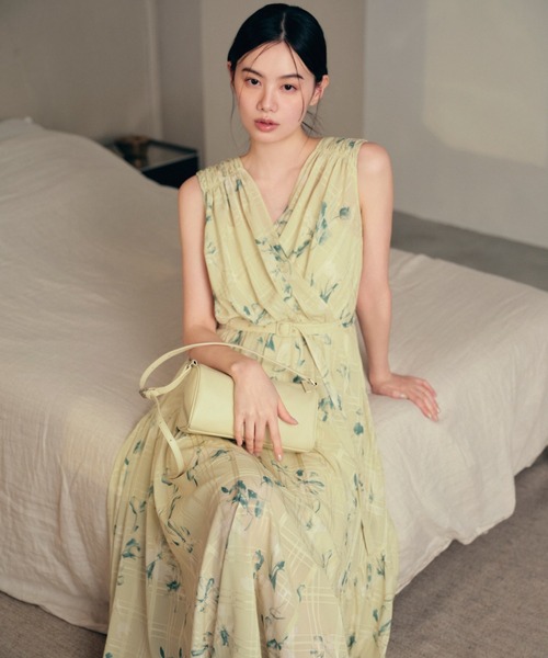 FRAY I.D ワンピース フラワープリントカシュクールワンピース