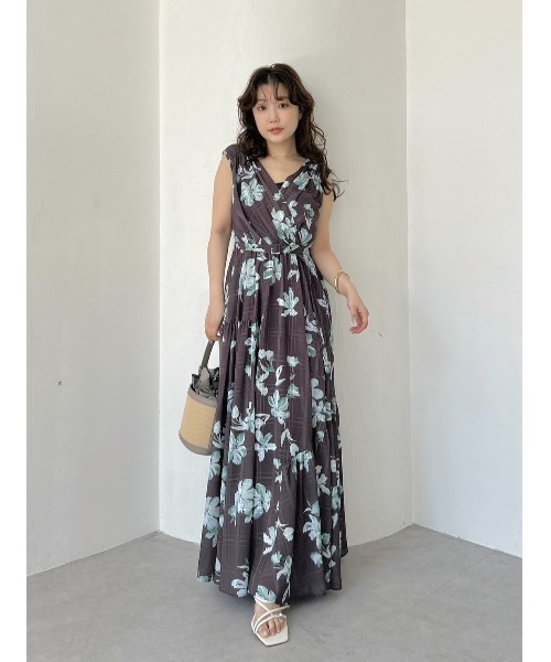 FRAY I.D ワンピース フラワープリントカシュクールワンピース