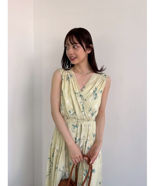 フラワープリントカシュクール　ワンピース フラワープリントカシュクールワンピース／接触冷感(508218227