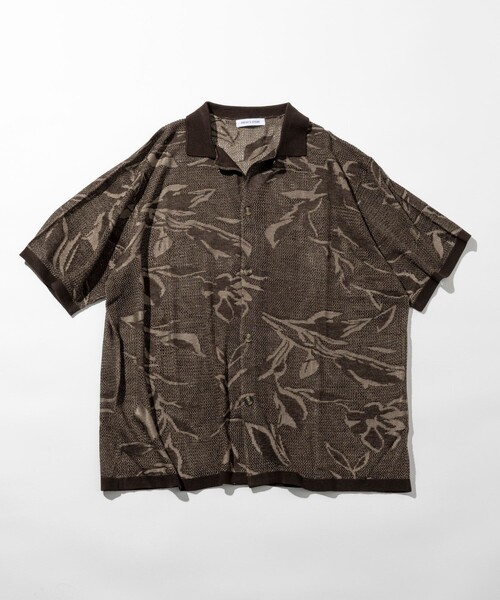 FREAK'S STORE カーディガン 総柄 メッシュ編み ニットシャツ