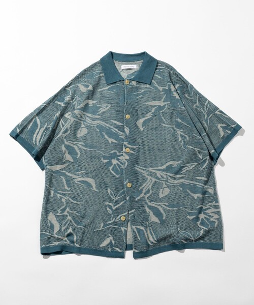 FREAK'S STORE カーディガン 総柄 メッシュ編み ニットシャツ