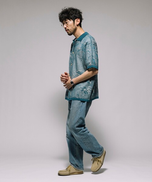 FREAK'S STORE カーディガン 総柄 メッシュ編み ニットシャツ