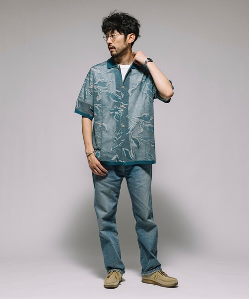 カーディガン 総柄 メッシュ編み ニットシャツ ショートスリーブ メンズ | FREAK'S STORE | 24