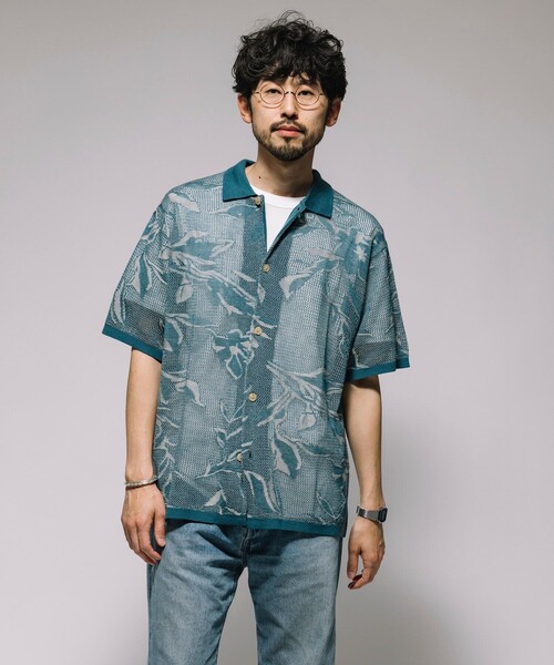 カーディガン 総柄 メッシュ編み ニットシャツ ショートスリーブ メンズ | FREAK'S STORE | 25