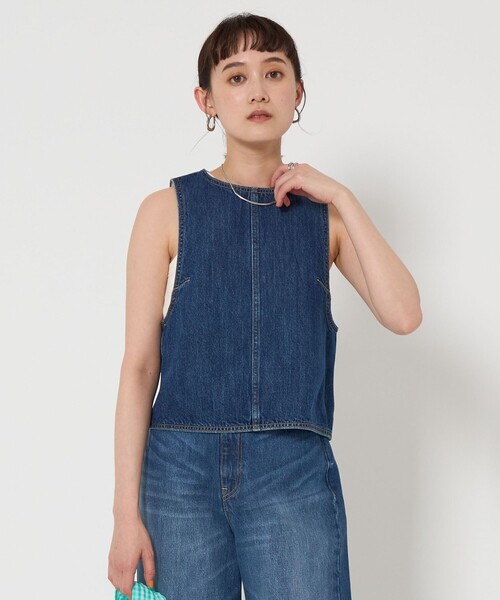 ブラウス シャツ デニム　ボーイフレンド　シャツブルゾン/セットアップ対応 レディース green label relaxing ブラウス シャツ デニム アメリカン