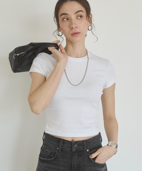 ANGIE tシャツ クロップド コンパクト Tシャツ / 無地 半袖