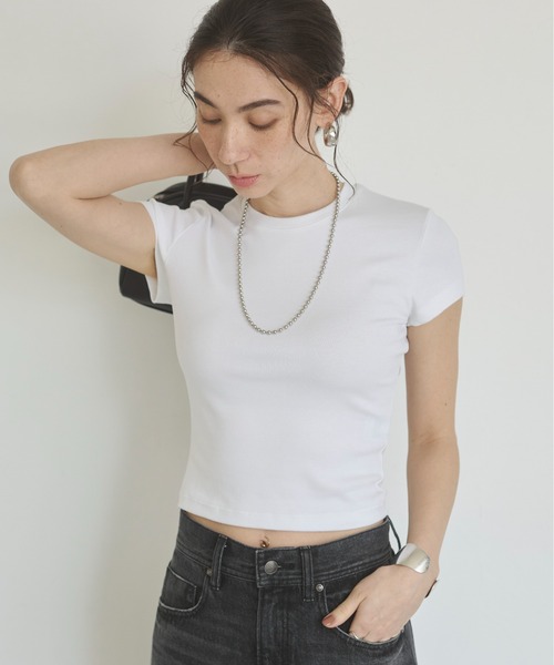ANGIE tシャツ クロップド コンパクト Tシャツ / 無地 半袖