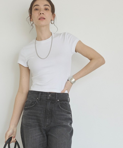 ANGIE tシャツ クロップド コンパクト Tシャツ / 無地 半袖
