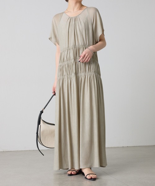COLLAGE GALLARDAGALANTE ペイズリー ワンピース R147 COLLAGE GALLARDAGALANTE｜袖シアーツイルストライプワンピース