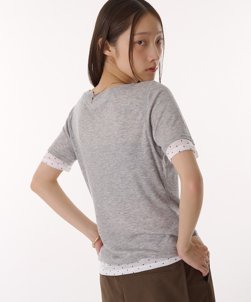 MUHET（ミュエータ） ヘンリーネック tシャツ 半袖 sheer henry neck