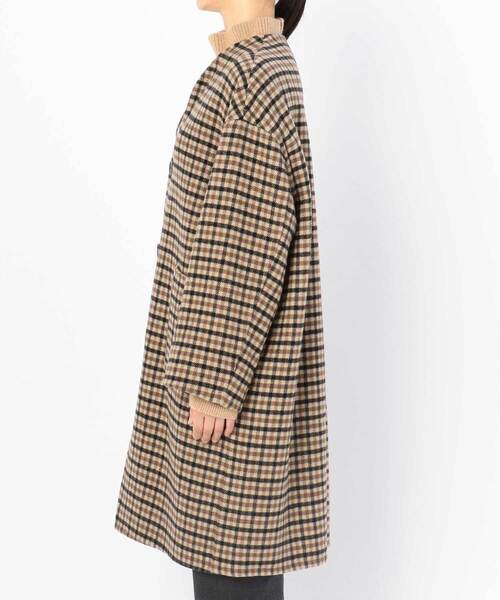 「LE GLAZIK」 ノーカラーコート 36 ブラウン レディース_画像2