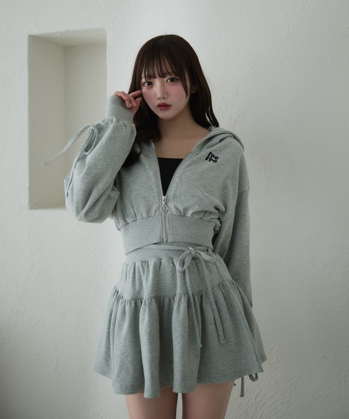 fupel スカート Lined ribbon ruffle skirt /裏毛リボンフリルミニ