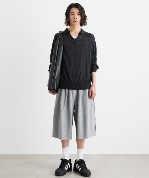 SINSS ワイドパンツ スウェットパンツ ジャージ Two tuck sweat shorts