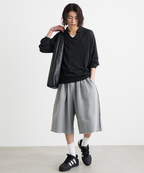 SINSS ワイドパンツ スウェットパンツ ジャージ Two tuck sweat shorts