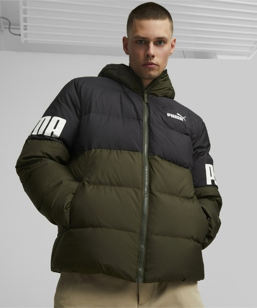ＰＵＭＡ/プーマ ダウンジャケット【カーキ/XL】美品！ PUMA プーマPOWERダウンジャケット カーキ×ブラック XL ダウン50
