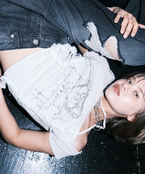 tシャツ A'GEM/9 × .kom 「MIDNIGHT MOVE/ミッドナイトムーブ」 HEART 2 T-SHIRT/ハート 2半袖Tシャツ レ