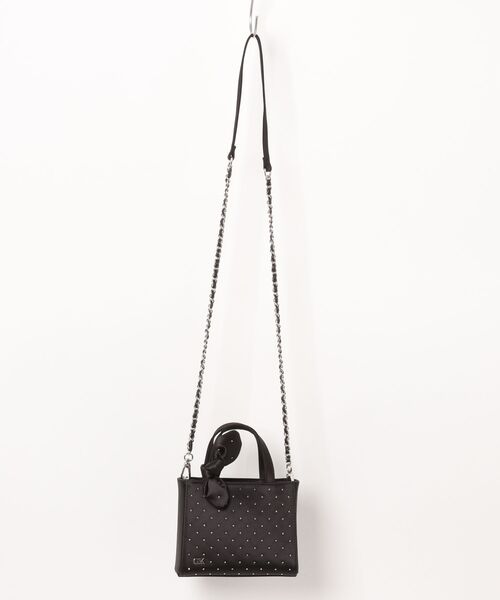 CHARLES ＆ KEITH ハンドバッグ サテン スタッズノットボウミニ