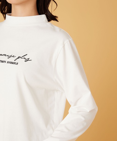 BELLUNA PLUS（ベルーナプラス） tシャツ 刺しゅうロゴ使いハイネック