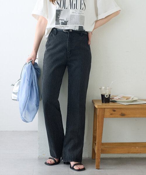 「DISCOAT」 加工デニムパンツ LARGE ブラック レディース