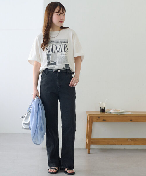 「DISCOAT」 加工デニムパンツ LARGE ブラック レディース