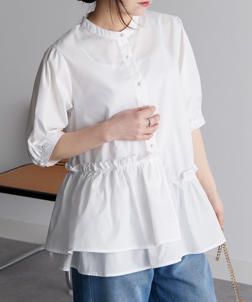 「RANAN」 半袖ブラウス M ホワイト レディース