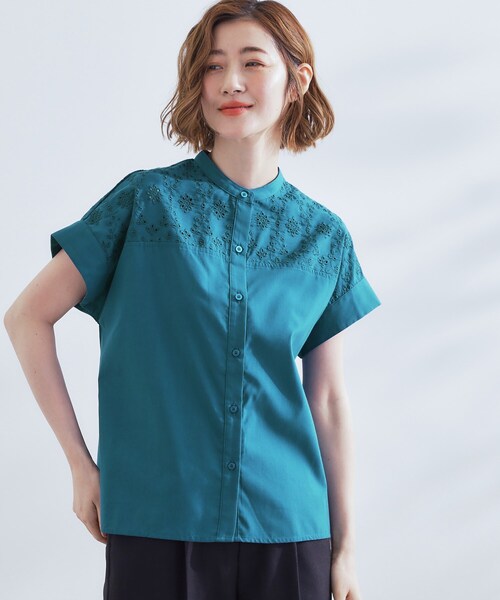 ヘムレースブラウス（ネイビー） ペプラムブラウスパンツドレス(ネイビー)H3-430NA-XL | OTONA DRESS