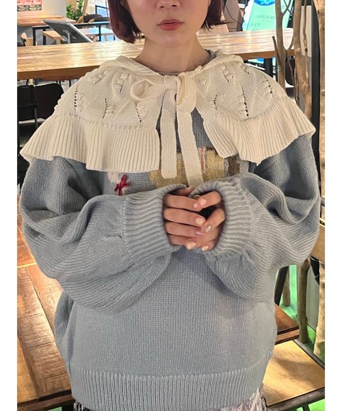 merry jenny（メリージェニー） つけ襟 付け襟 ケープカラーニット