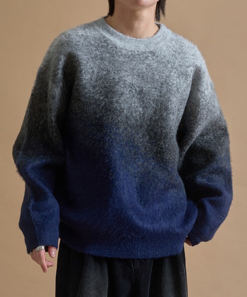 ✨️希少カラー✨️Ron Herman セーター ニット グラデーション L 青 epnok セーター ニット グラデーションルーズニット メンズ レディース