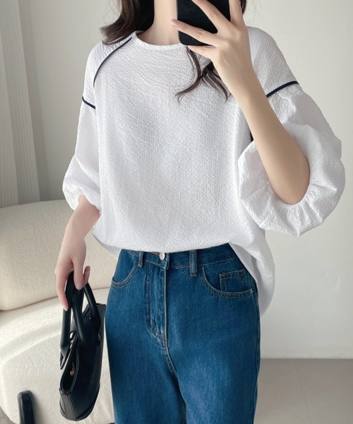 「ABITOKYO」 半袖ブラウス L ブルー レディース_画像3