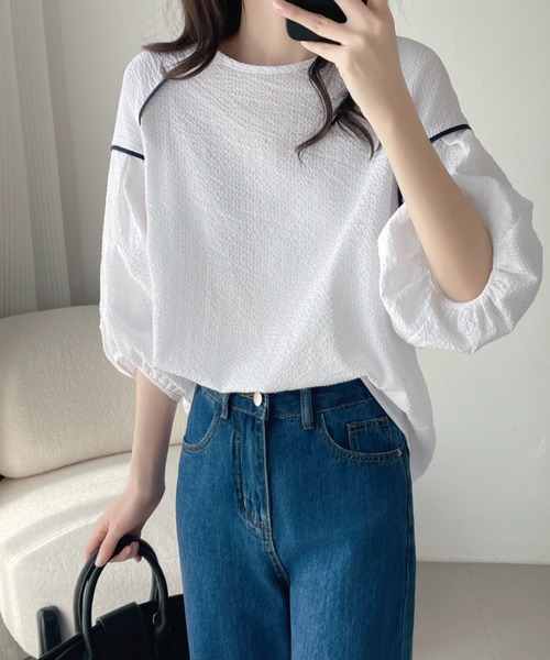 「ABITOKYO」 半袖ブラウス L ブルー レディース_画像6