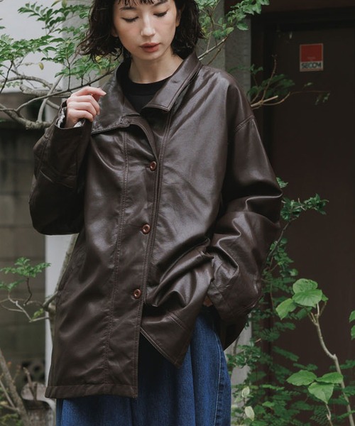 AO2 ブルゾン アウター Faux Leather Basic Half Coat / フェイク
