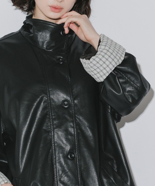 AO2 ブルゾン アウター Faux Leather Basic Half Coat / フェイク